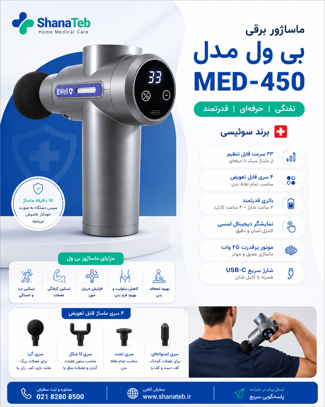 ماساژور برقی بی ول مدل MED-450 شانا طب
